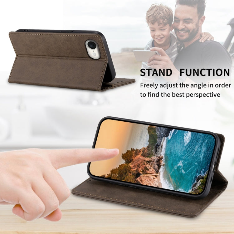 For iPhone 16e Business Solid Color Magnetic RFID Leather Phone Case(Brown) - iPhone 16e Cases by PMC TechLife | Online Shopping South Africa | PMC TechLife | Buy Now Pay Later Mobicred