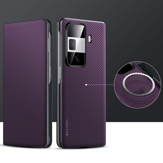 For Honor Magic Vs3 SULADA Kevlar 600D Texture Smart Window Leather Phone Case(Purple) - Honor Cases by SULADA | Online Shopping South Africa | PMC Jewellery | Buy Now Pay Later Mobicred