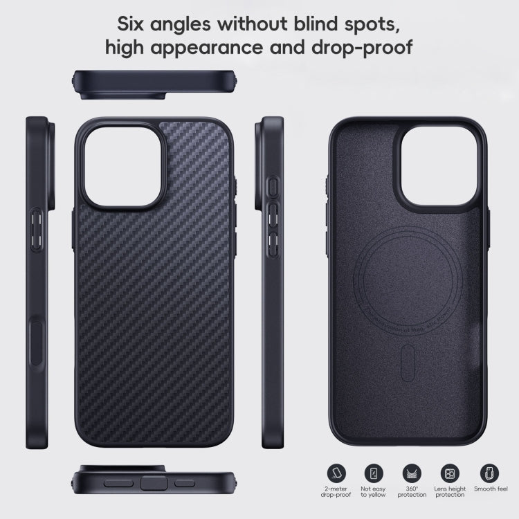 For iPhone 16 Carbon Fiber Kevlar MagSafe Magnetic Phone Case(Black) - iPhone 16 Cases by PMC Jewellery | Online Shopping South Africa | PMC Jewellery | Buy Now Pay Later Mobicred