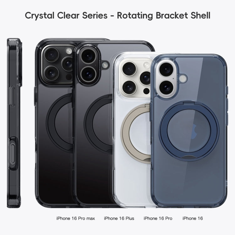 For iPhone 16 Crystal Clear MagSafe Magnetic Holder Phone Case(Transparent Black) - iPhone 16 Cases by PMC Jewellery | Online Shopping South Africa | PMC Jewellery | Buy Now Pay Later Mobicred