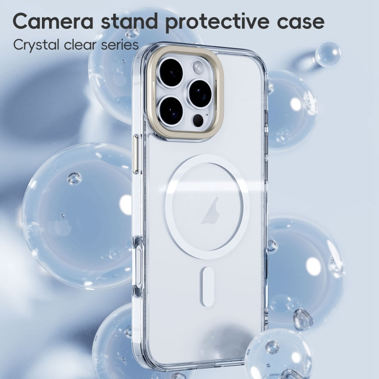 For iPhone 16 Plus Mirror Crystal Clear Lens Holder MagSafe Magnetic Phone Case(Transparent Titanium Blue) - iPhone 16 Plus Cases by PMC Jewellery | Online Shopping South Africa | PMC Jewellery | Buy Now Pay Later Mobicred