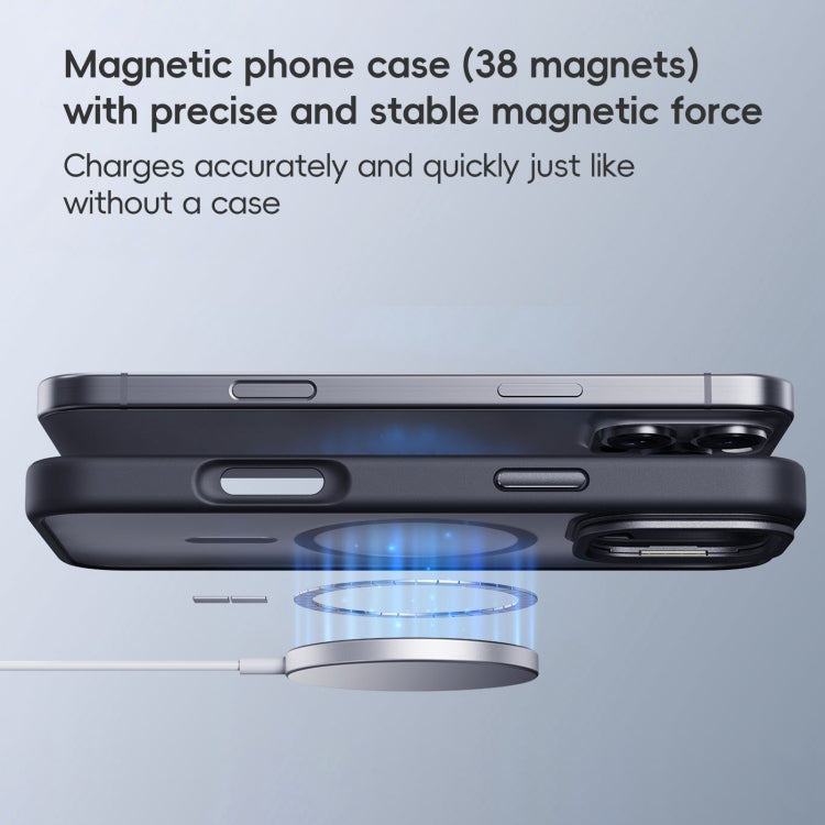 For iPhone 16 Frosted Lens Holder MagSafe Magnetic Phone Case(Grey) - iPhone 16 Cases by PMC Jewellery | Online Shopping South Africa | PMC Jewellery | Buy Now Pay Later Mobicred