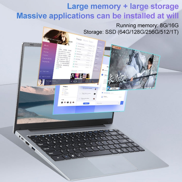 14 inch Windows 11 Laptop, 16GB+256GB, Gen 4th Intel Core i3 CPU, 180 Degree Rotation Axis(Silver) - Others by PMC Jewellery | Online Shopping South Africa | PMC Jewellery | Buy Now Pay Later Mobicred