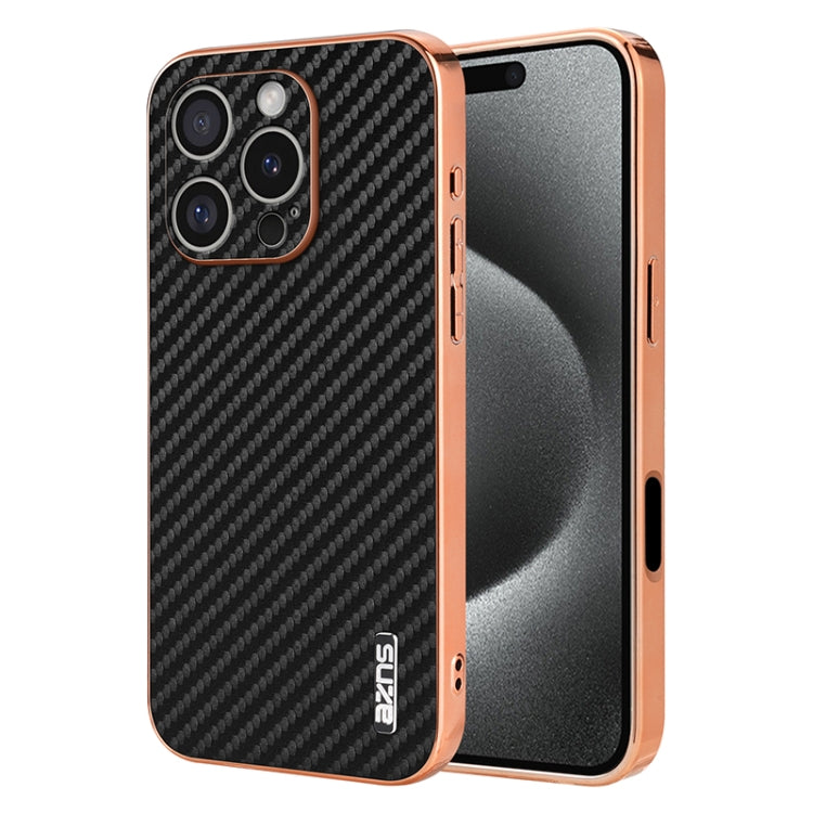 For iPhone 16 Pro Max AZNS Electroplated Edge Carbon Fiber Texture Phone Case(Black) - iPhone 16 Pro Max Cases by AZNS | Online Shopping South Africa | PMC Jewellery | Buy Now Pay Later Mobicred