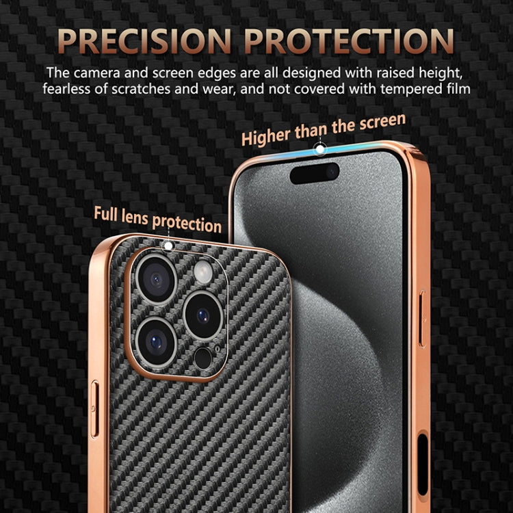 For iPhone 16 Pro Max AZNS Electroplated Edge Carbon Fiber Texture Phone Case(Black) - iPhone 16 Pro Max Cases by AZNS | Online Shopping South Africa | PMC Jewellery | Buy Now Pay Later Mobicred