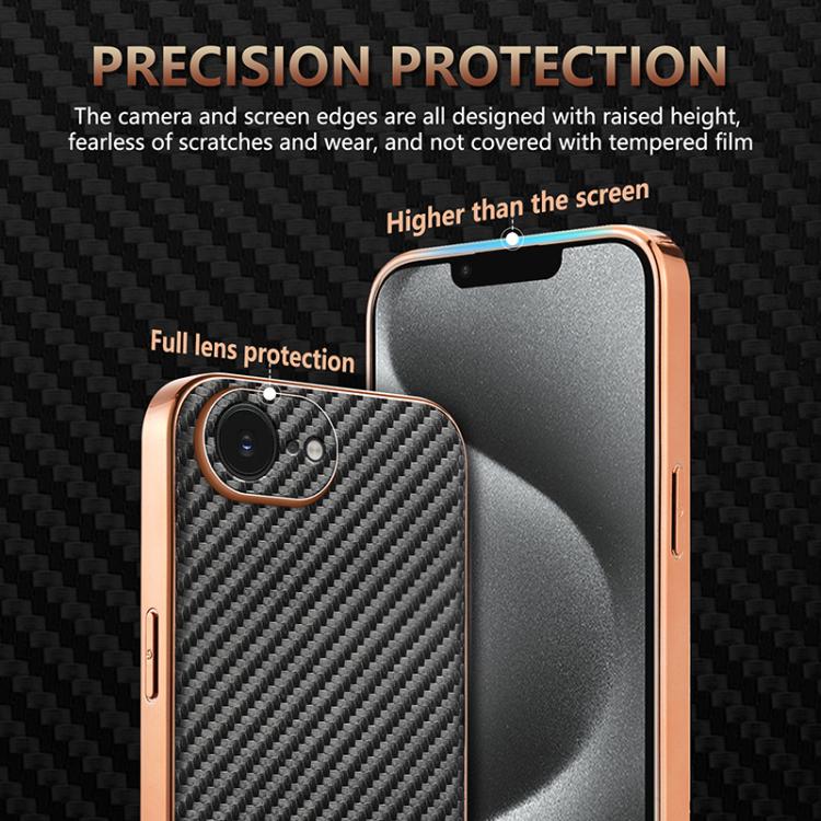 For iPhone 16e AZNS Electroplated Edge Carbon Fiber Texture Phone Case(Blue) - free shipping - PMc TechLife - Order now!