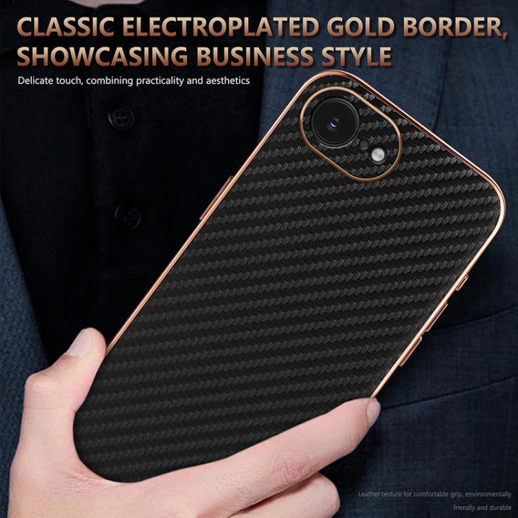 For iPhone 16e AZNS Electroplated Edge Carbon Fiber Texture Phone Case(Blue) - free shipping - PMc TechLife - Order now!