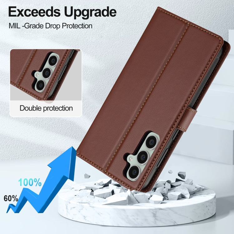 For Samsung Galaxy A55 5G LC.IMEEKE L2 Series Detachable Magsafe PU Phone Case with Lanyard(Brown) - Galaxy Phone Cases by LC.IMEEKE | Online Shopping South Africa | PMC Jewellery | Buy Now Pay Later Mobicred