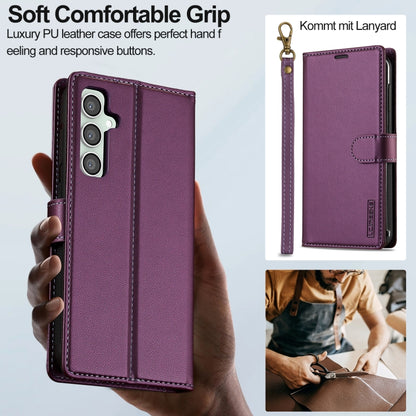 For Samsung Galaxy A55 5G LC.IMEEKE L2 Series Detachable Magsafe PU Phone Case with Lanyard(Purple) - Galaxy Phone Cases by LC.IMEEKE | Online Shopping South Africa | PMC Jewellery | Buy Now Pay Later Mobicred