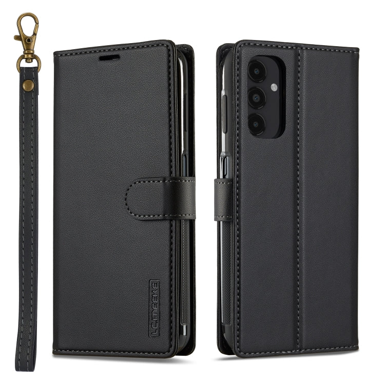 For Samsung Galaxy A14 4G / A14 5G LC.IMEEKE L2 Series Detachable Magsafe PU Phone Case with Lanyard(Black) - Galaxy Phone Cases by LC.IMEEKE | Online Shopping South Africa | PMC Jewellery | Buy Now Pay Later Mobicred