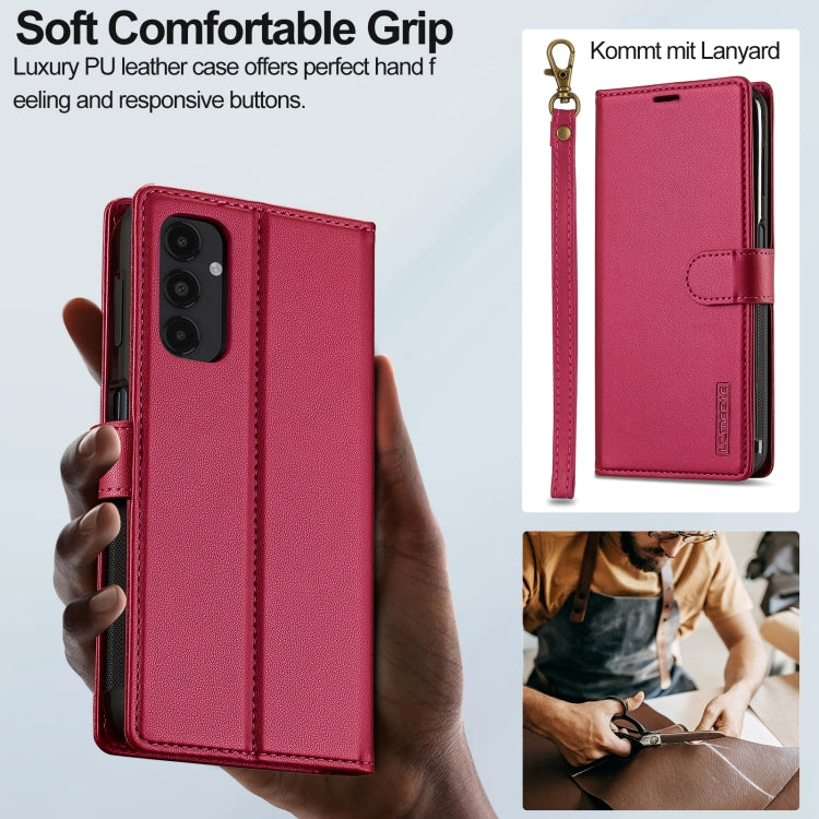 For Samsung Galaxy A14 4G / A14 5G LC.IMEEKE L2 Series Detachable Magsafe PU Phone Case with Lanyard(Red) - Galaxy Phone Cases by LC.IMEEKE | Online Shopping South Africa | PMC Jewellery | Buy Now Pay Later Mobicred