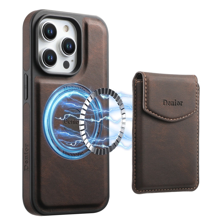 For iPhone 16 Pro Denior D19 Skin Feel MagSafe Detachable Card Slot Phone Case(Brown) - iPhone 16 Pro Cases by Denior | Online Shopping South Africa | PMC Jewellery | Buy Now Pay Later Mobicred