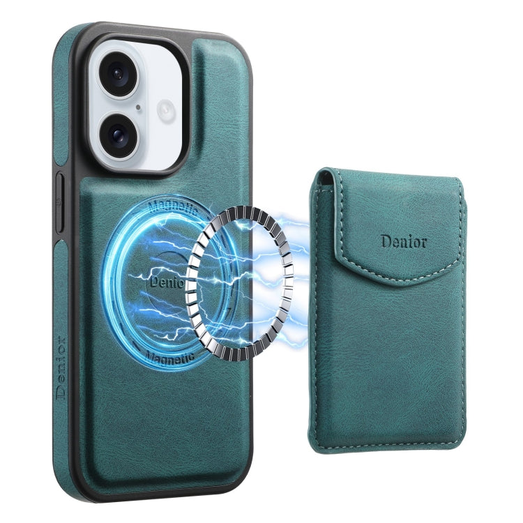 For iPhone 16 Denior D19 Skin Feel MagSafe Detachable Card Slot Phone Case(Blue) - iPhone 16 Cases by Denior | Online Shopping South Africa | PMC Jewellery | Buy Now Pay Later Mobicred