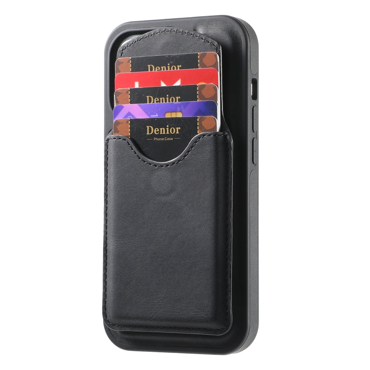 For iPhone 15 Denior D20 Skin Feel MagSafe Holder Detachable Card Slot Phone Case(Black) - iPhone 15 Cases by Denior | Online Shopping South Africa | PMC Jewellery | Buy Now Pay Later Mobicred