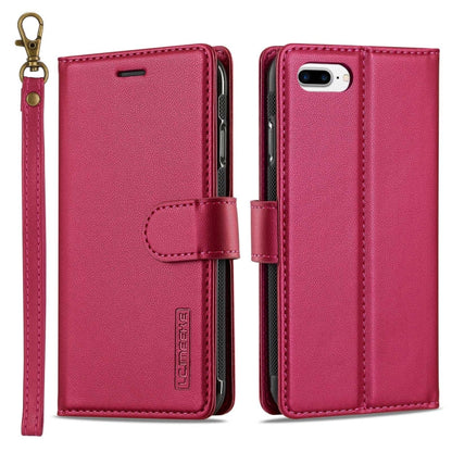 For iPhone 7 Plus / 8 Plus LC.IMEEKE L2 Series Detachable Magsafe PU Phone Case with Lanyard(Red) - More iPhone Cases by LC.IMEEKE | Online Shopping South Africa | PMC Jewellery | Buy Now Pay Later Mobicred