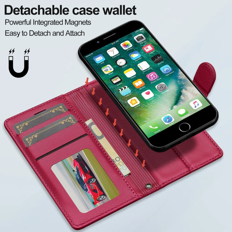 For iPhone 7 Plus / 8 Plus LC.IMEEKE L2 Series Detachable Magsafe PU Phone Case with Lanyard(Red) - More iPhone Cases by LC.IMEEKE | Online Shopping South Africa | PMC Jewellery | Buy Now Pay Later Mobicred