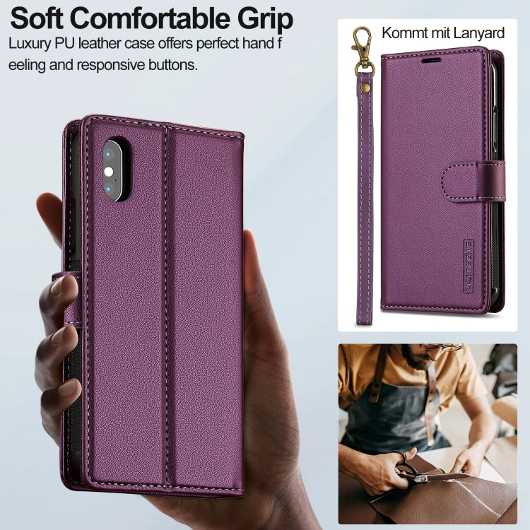 For iPhone XR LC.IMEEKE L2 Series Detachable Magsafe PU Phone Case with Lanyard(Purple) - More iPhone Cases by LC.IMEEKE | Online Shopping South Africa | PMC Jewellery | Buy Now Pay Later Mobicred