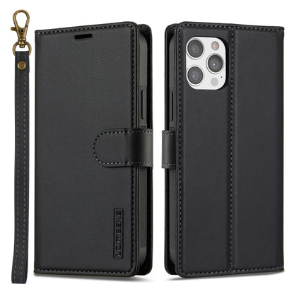 For iPhone 12 / 12 Pro LC.IMEEKE L2 Series Detachable Magsafe PU Phone Case with Lanyard(Black) - iPhone 12 / 12 Pro Cases by LC.IMEEKE | Online Shopping South Africa | PMC Jewellery | Buy Now Pay Later Mobicred