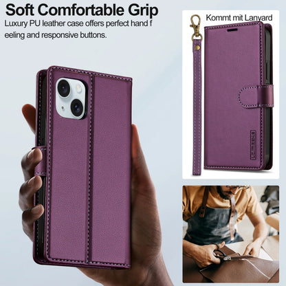 For iPhone 14 LC.IMEEKE L2 Series Detachable Magsafe PU Phone Case with Lanyard(Purple) - iPhone 14 Cases by LC.IMEEKE | Online Shopping South Africa | PMC Jewellery | Buy Now Pay Later Mobicred