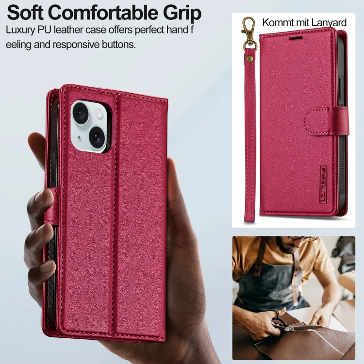 For iPhone 14 LC.IMEEKE L2 Series Detachable Magsafe PU Phone Case with Lanyard(Red) - iPhone 14 Cases by LC.IMEEKE | Online Shopping South Africa | PMC Jewellery | Buy Now Pay Later Mobicred