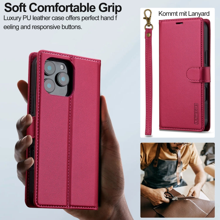 For iPhone 16 Pro Max LC.IMEEKE L2 Series Detachable Magsafe PU Phone Case with Lanyard(Red) - free shipping - PMC Jewellery - Order now!