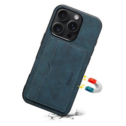 For iPhone 16 Pro Max Denior D08 PU Single Card Slot Holder Phone Case(Blue) - iPhone 16 Pro Max Cases by Denior | Online Shopping South Africa | PMC Jewellery | Buy Now Pay Later Mobicred