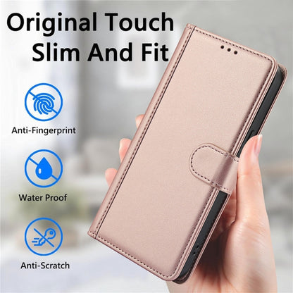 For Samsung Galaxy S25 Ultra 5G Skin Feel Pure Color Card Slots Leather Phone Case with Dual Lanyard(Rose Gold) - Galaxy S25 Ultra 5G Cases by PMC Jewellery | Online Shopping South Africa | PMC Jewellery | Buy Now Pay Later Mobicred