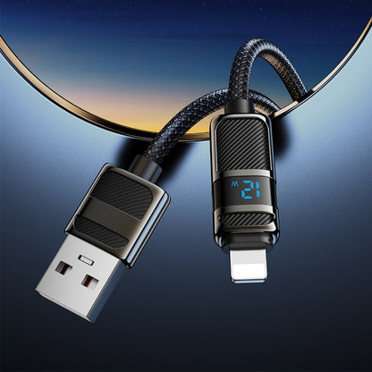 hoco U137 USB to 8 Pin Line 2.4A Charging Data Cable with Display, Length:1.2m(White) - Normal Style Cable by hoco | Online Shopping South Africa | PMC Jewellery | Buy Now Pay Later Mobicred