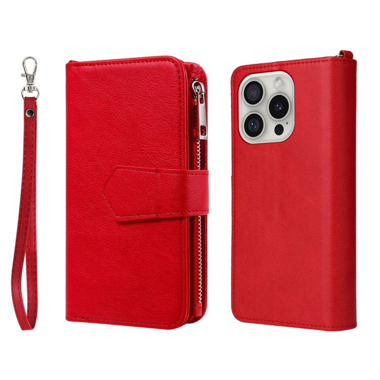 For iPhone 16 Pro Solid Color 2 in 1 Zipper Shockproof Phone Case(Red) - iPhone 16 Pro Cases by PMC Jewellery | Online Shopping South Africa | PMC Jewellery | Buy Now Pay Later Mobicred