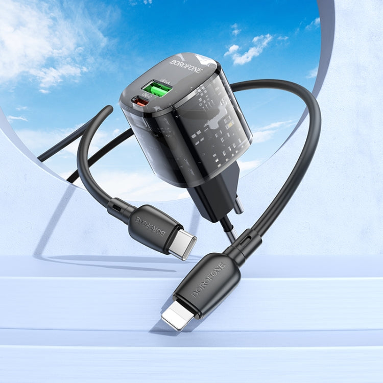 BOROFONE BN17 PD20W USB, Type-C Charger with 1m Type-C to 8 Pin Cable Set, Plug Type:EU Plug(Black) - free shipping - PMC TechLife - Order now!