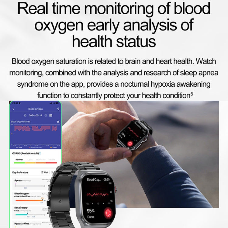 ET585 2.04 inch Silicone Strap IP68 Waterproof Smart Watch, Support ECG / Blood Composition Measurement(Red) - Smart Watches by PMC Jewellery | Online Shopping South Africa | PMC Jewellery | Buy Now Pay Later Mobicred