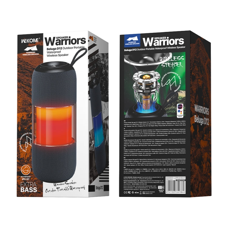 WK Beluga D12 Warrior Outdoor Waterproof Portable Bluetooth Speaker(Black) - Waterproof Speaker by WK | Online Shopping South Africa | PMC Jewellery | Buy Now Pay Later Mobicred