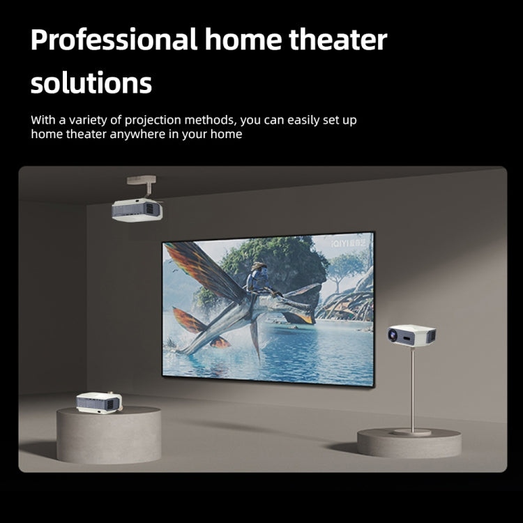 AUN A004 Pro 1920 x 1080P 9000Lumen Android 9.0 Portable LCD Projector, UK Plug(White) - LED Projector by AUN | Online Shopping South Africa | PMC Jewellery | Buy Now Pay Later Mobicred