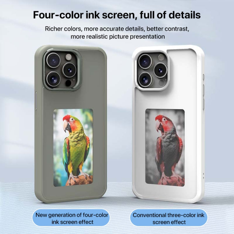 For iPhone 16 Pro Max Four-Color E-ink Screen NFC DIY Phone Case(White) - iPhone 16 Pro Max Cases by PMC Jewellery | Online Shopping South Africa | PMC Jewellery | Buy Now Pay Later Mobicred