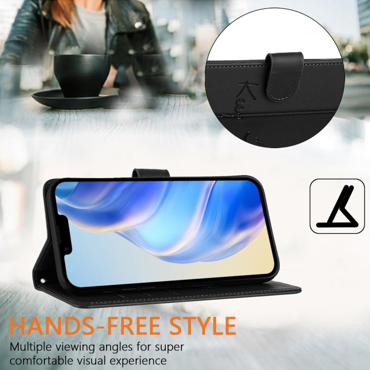 For iPhone 16e Smile Embossing RFID Leather Phone Case(Black) - iPhone 16e Cases by PMC TechLife | Online Shopping South Africa | PMC TechLife | Buy Now Pay Later Mobicred