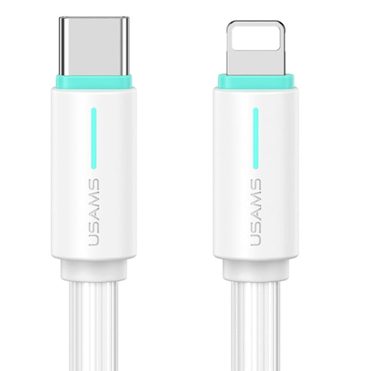 USAMS SJ735 1m 30W Type-C to 8 Pin Bicolor Design Fast Charging Cable(White) - 2 in 1 Cable by USAMS | Online Shopping South Africa | PMC Jewellery | Buy Now Pay Later Mobicred