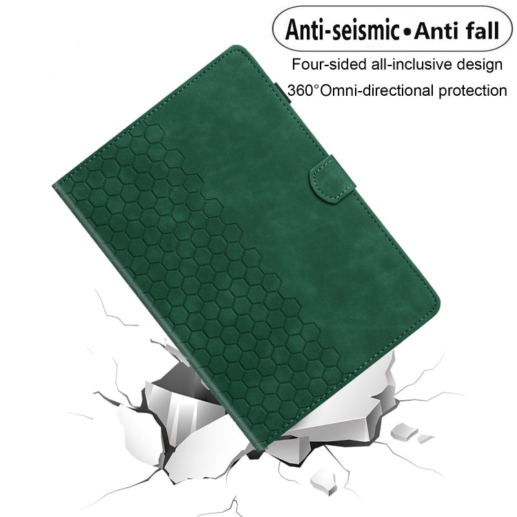 For Samsung Galaxy Tab S9 / S9 FE Honeycomb Embossed Leather Smart Tablet Case(Green) - Galaxy Tab S9 Cases by PMC Jewellery | Online Shopping South Africa | PMC Jewellery | Buy Now Pay Later Mobicred