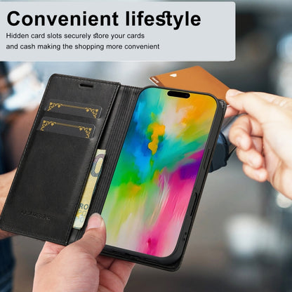 For iPhone 16 Plus LC.IMEEKE RFID Anti-theft Leather Phone Case(Black) - iPhone 16 Plus Cases by LC.IMEEKE | Online Shopping South Africa | PMC Jewellery | Buy Now Pay Later Mobicred