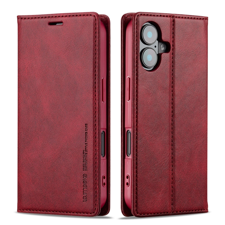 For iPhone 16 LC.IMEEKE RFID Anti-theft Leather Phone Case(Red) - iPhone 16 Cases by LC.IMEEKE | Online Shopping South Africa | PMC Jewellery | Buy Now Pay Later Mobicred