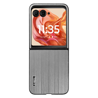 For Motorola Moto Razr 50 2024 PC Hybrid Aluminum Alloy Brushed Shockproof Phone Case(Silver) - Motorola Cases by PMC Jewellery | Online Shopping South Africa | PMC Jewellery | Buy Now Pay Later Mobicred