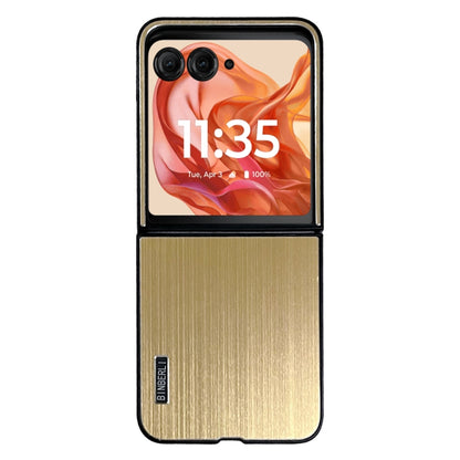 For Motorola Moto Razr 50 2024 PC Hybrid Aluminum Alloy Brushed Shockproof Phone Case(Gold) - Motorola Cases by PMC Jewellery | Online Shopping South Africa | PMC Jewellery | Buy Now Pay Later Mobicred