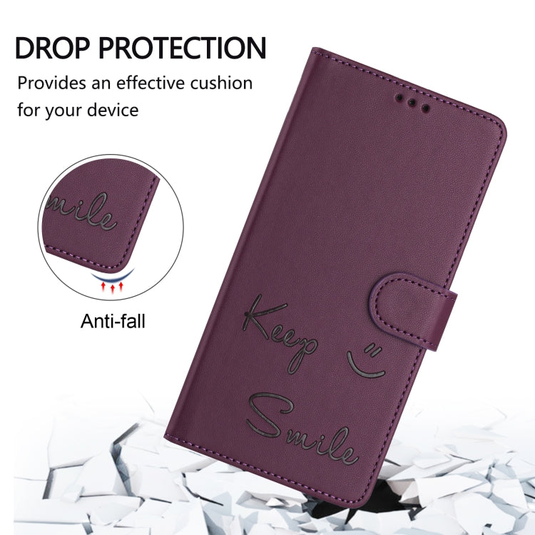 For Ulefone Note 14 Smile Embossing RFID Leather Phone Case(Violet) - Ulefone Cases by PMC Jewellery | Online Shopping South Africa | PMC Jewellery | Buy Now Pay Later Mobicred