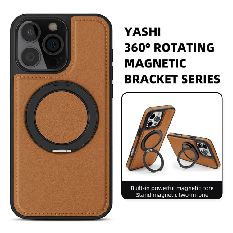 For iPhone 16 Pro Yashi 360 Degree Rotating MagSafe Holder Phone Case(Brown) - iPhone 16 Pro Cases by PMC Jewellery | Online Shopping South Africa | PMC Jewellery | Buy Now Pay Later Mobicred