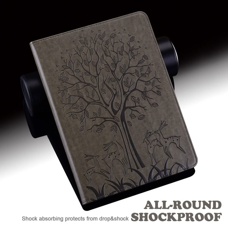 For Honor Pad 8 Tree & Deer Embossed Leather Tablet Case(Grey) - Honor by PMC TechLife | Online Shopping South Africa | PMC TechLife | Buy Now Pay Later Mobicred