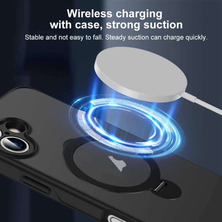 For iPhone 16 Pro Matte Texture 360 Degree Rotary Tone Holder MagSafe Phone Case(Transparent) - iPhone 16 Pro Cases by PMC Jewellery | Online Shopping South Africa | PMC Jewellery | Buy Now Pay Later Mobicred