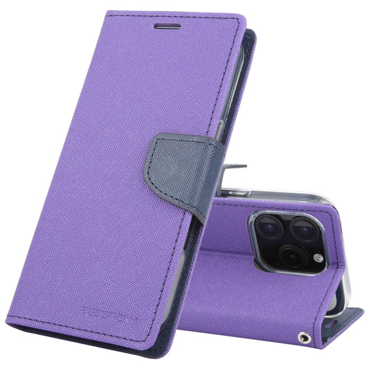 For iPhone 16 Pro Max GOOSPERY FANCY DIARY Cross Texture Leather Phone Case(Purple) - iPhone 16 Pro Max Cases by GOOSPERY | Online Shopping South Africa | PMC Jewellery | Buy Now Pay Later Mobicred