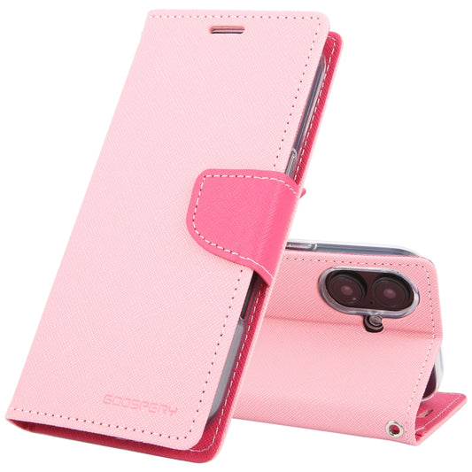 For iPhone 16 Plus GOOSPERY FANCY DIARY Cross Texture Leather Phone Case(Pink) - iPhone 16 Plus Cases by GOOSPERY | Online Shopping South Africa | PMC Jewellery | Buy Now Pay Later Mobicred