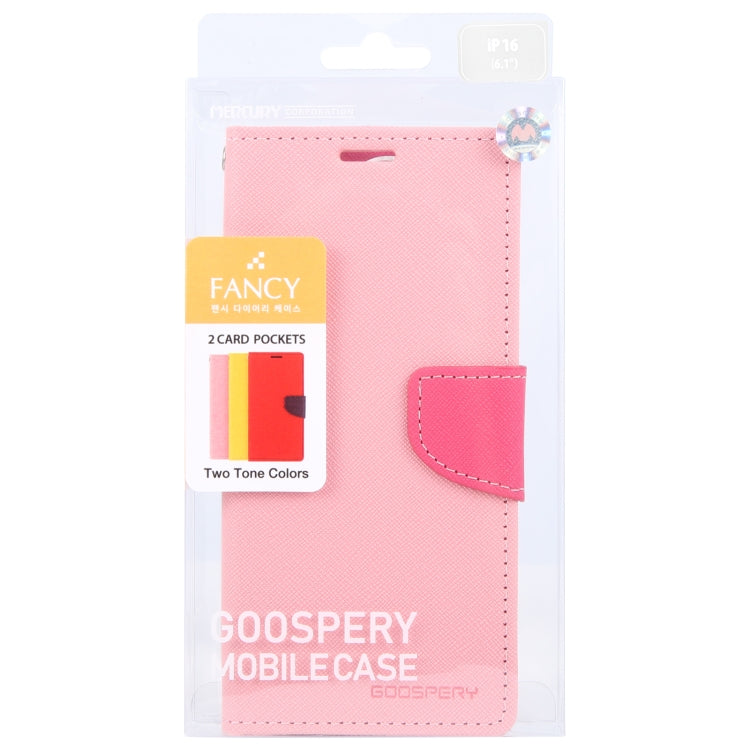 For iPhone 16 Plus GOOSPERY FANCY DIARY Cross Texture Leather Phone Case(Pink) - iPhone 16 Plus Cases by GOOSPERY | Online Shopping South Africa | PMC Jewellery | Buy Now Pay Later Mobicred