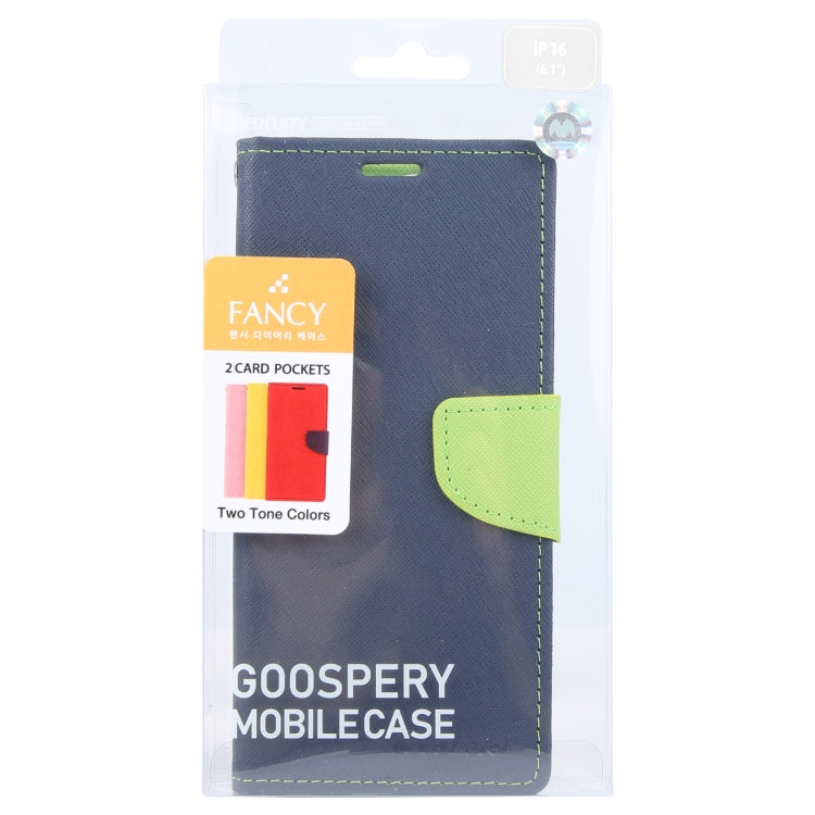 For iPhone 16 GOOSPERY FANCY DIARY Cross Texture Leather Phone Case(Navy Blue) - iPhone 16 Cases by GOOSPERY | Online Shopping South Africa | PMC Jewellery | Buy Now Pay Later Mobicred