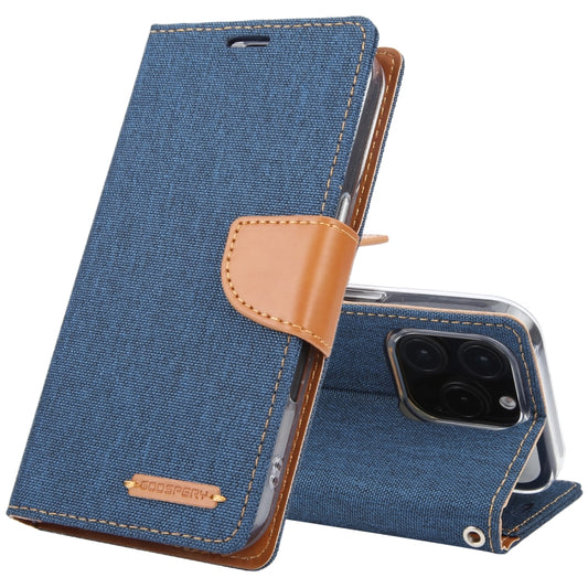 For iPhone 16 Pro Max GOOSPERY CANVAS DIARY Fabric Texture Flip Leather Phone Case(Navy Blue) - iPhone 16 Pro Max Cases by GOOSPERY | Online Shopping South Africa | PMC Jewellery | Buy Now Pay Later Mobicred